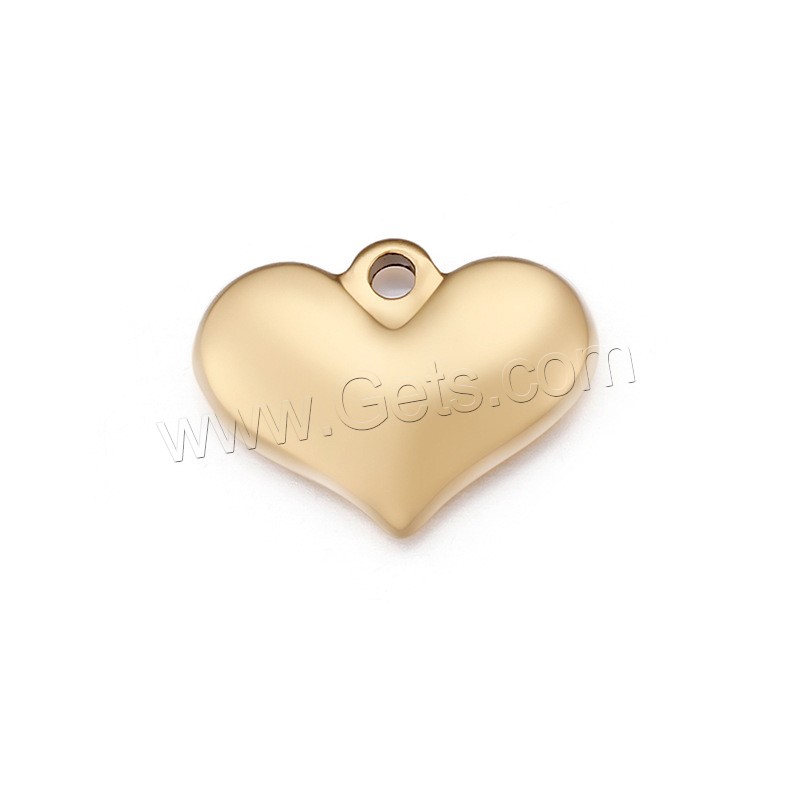 pendentifs de cœur en inox , acier inoxydable, coeur plat, Placage, normes différentes pour le choix, plus de couleurs à choisir, Trou:Environ 2mm, 5PC/lot, Vendu par lot