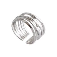 Plata de ley 925 Anillo de dedo Cuff, chapado, multicapa & para mujer, más colores para la opción, 13mm, 17.2mm, tamaño:6-8, Vendido por UD