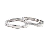 925er Sterling Silber Paar- Ring, platiniert, Modeschmuck & verschiedene Stile für Wahl & mit Strass, Größe:6-8.5, verkauft von PC