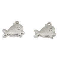 Pendentifs d'animaux en acier inoxydable , poisson, couleur originale Environ 1mm Vendu par sac