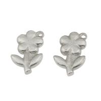 Edelstahl Blume Anhänger, originale Farbe, 20x12x3mm, Bohrung:ca. 1.5mm, 300PCs/Tasche, verkauft von Tasche