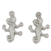 Edelstahl Tier Anhänger, Gecko, originale Farbe, 20x12x3mm, Bohrung:ca. 1mm, 300PCs/Tasche, verkauft von Tasche