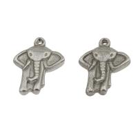 Edelstahl Tier Anhänger, Elephant, originale Farbe, 17x14x4mm, Bohrung:ca. 1mm, 300PCs/Tasche, verkauft von Tasche