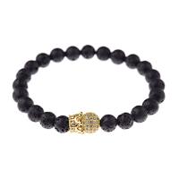 Lava Bead Bracelet, with Brass, Unisex & micro pave cubic zirconia 190mm 