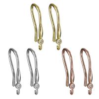 Brass Hook Earwire, plated, with loop & micro pave cubic zirconia 1mm Approx 1.5mm 