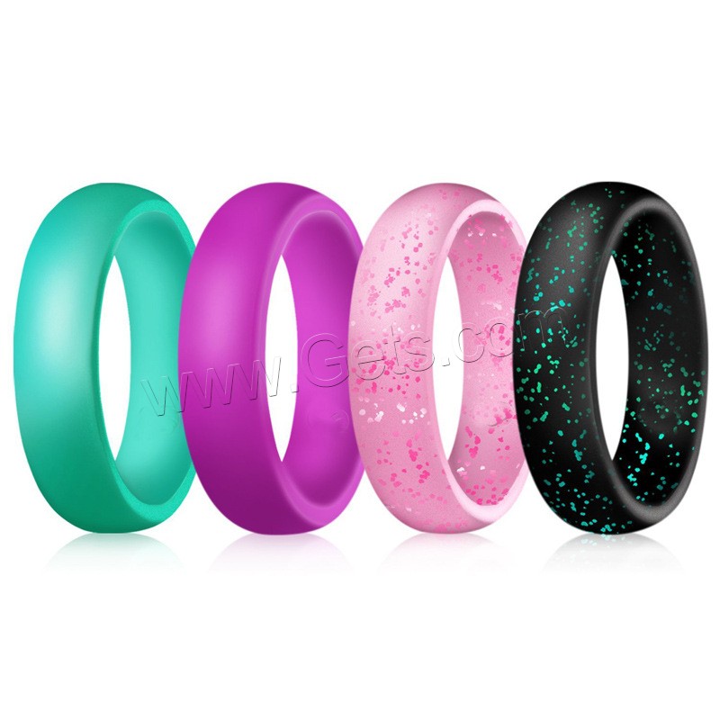 Silicone Finger Ring, 4 pieces & different size for choice & for woman, more colors for choice, 5.7*2mm, Sold By Set