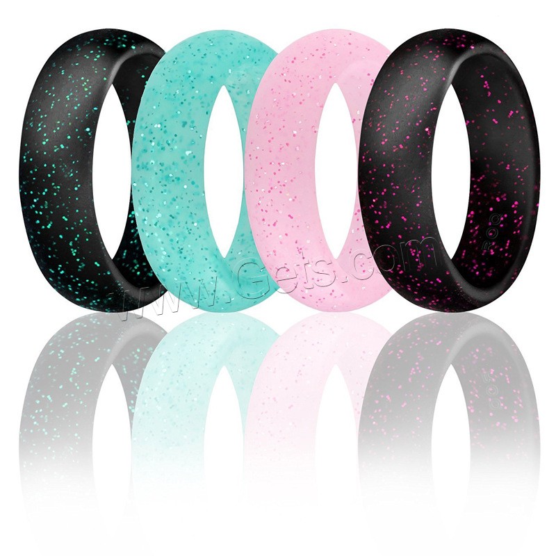 Silicone Finger Ring, 4 pieces & different size for choice & for woman, more colors for choice, 5.7*2mm, Sold By Set