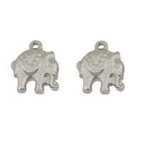 Edelstahl Tier Anhänger, Elephant, originale Farbe, 13x12x3mm, Bohrung:ca. 1.5mm, 300PCs/Tasche, verkauft von Tasche