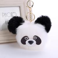 Plush Key Clasp, with PU Leather & Zinc Alloy, Panda, for woman 