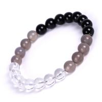 Clear Quartz Bracelet, with Black Stone & Grey Agate, fashion jewelry & Unisex, 8mm Inch 