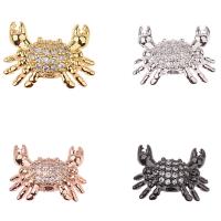 Cubic Zirconia Micro Pave Brass Beads, Crab, plated, micro pave cubic zirconia 