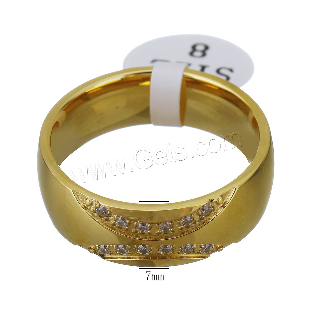 Strass Edelstahl Fingerring, plattiert, unisex & verschiedene Größen vorhanden & mit Strass, keine, 7mm, verkauft von PC