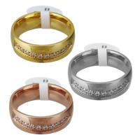 Strass Edelstahl Fingerring, plattiert, unisex & verschiedene Größen vorhanden & mit Strass, keine, 7mm, verkauft von PC