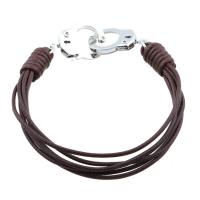 fer bracelet, avec Ciré Nylon, Placage de couleur argentée, unisexe, violet, protéger l'environnement, sans nickel, plomb et cadmium, 215mm, Vendu par brin