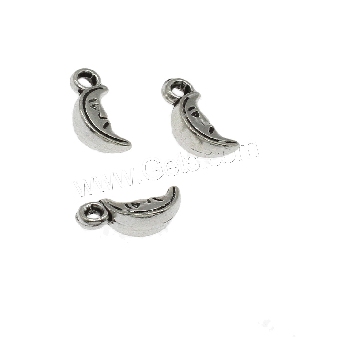 Bijoux pendentifs en Zinc alliage , alliage de zinc, lune, Placage, plus de couleurs à choisir, 6x13x3mm, Trou:Environ 1.5mm, Environ 1250PC/kg, Vendu par kg