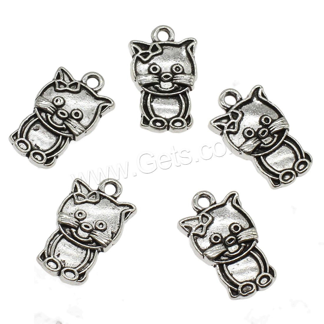 Pendentifs animaux en alliage de zinc, chat, Placage, plus de couleurs à choisir, 11.5x19.5x2mm, Trou:Environ 1.6mm, Environ 666PC/kg, Vendu par kg