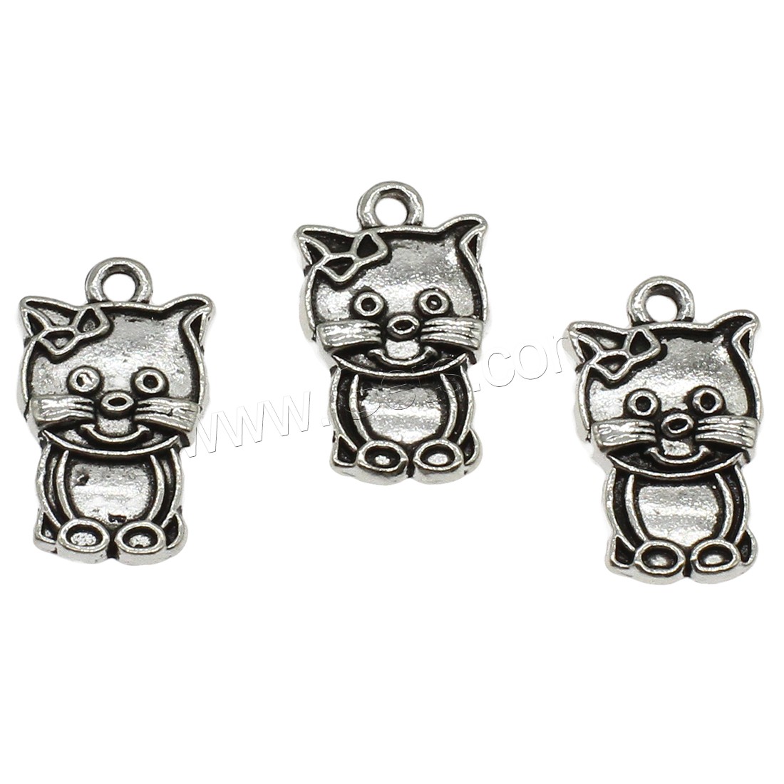 Pendentifs animaux en alliage de zinc, chat, Placage, plus de couleurs à choisir, 11.5x19.5x2mm, Trou:Environ 1.6mm, Environ 666PC/kg, Vendu par kg