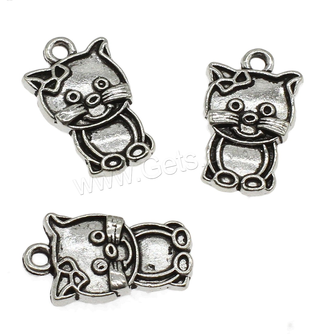 Pendentifs animaux en alliage de zinc, chat, Placage, plus de couleurs à choisir, 11.5x19.5x2mm, Trou:Environ 1.6mm, Environ 666PC/kg, Vendu par kg