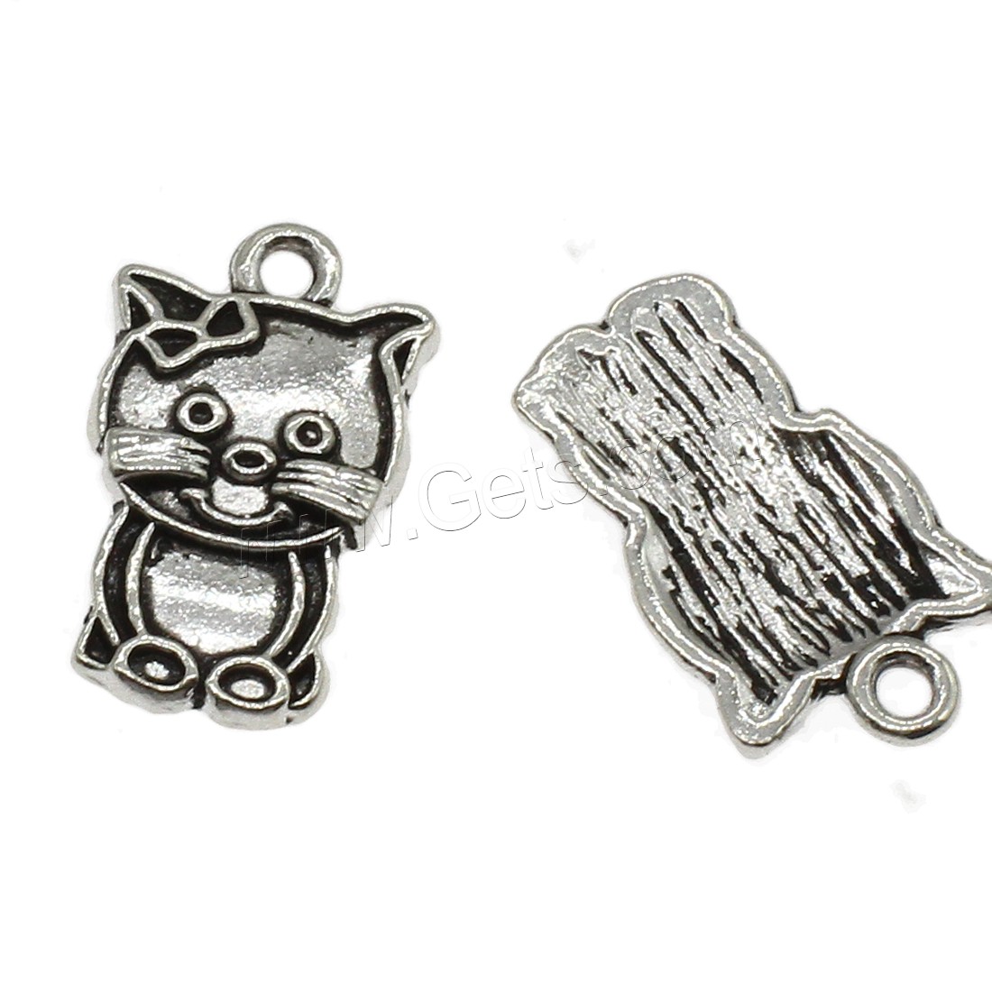 Pendentifs animaux en alliage de zinc, chat, Placage, plus de couleurs à choisir, 11.5x19.5x2mm, Trou:Environ 1.6mm, Environ 666PC/kg, Vendu par kg