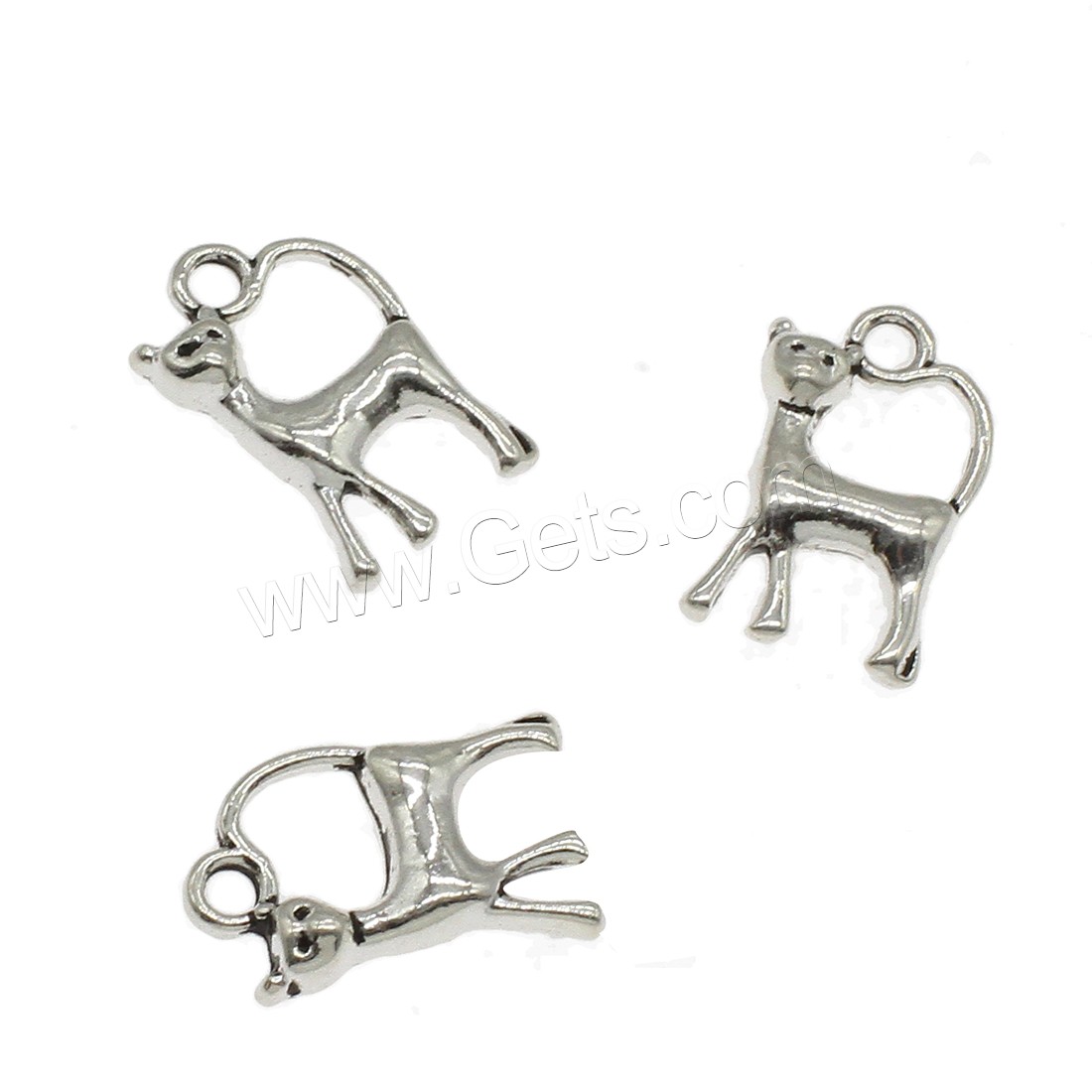 Pendentifs animaux en alliage de zinc, chat, Placage, plus de couleurs à choisir, 10.5x16.5x2.5mm, Trou:Environ 1.8mm, Environ 833PC/kg, Vendu par kg