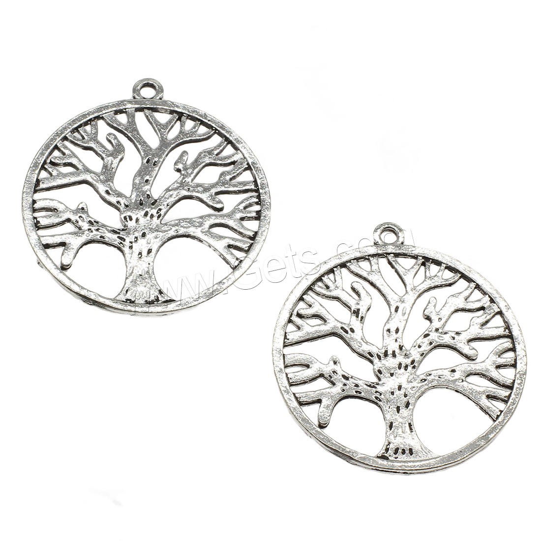 Pendentifs creux en alliage de zinc, Arbre de vie, Placage, plus de couleurs à choisir, 39x43x1.5mm, Trou:Environ 2.5mm, Environ 128PC/kg, Vendu par kg