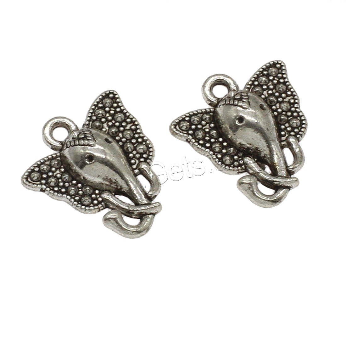 Zinc Alloy Animal Pendants, Elephant, plated, more colors for choice, 14.5x16x4mm, Hole:Approx 1.5mm, Approx 1000PCs/KG, Sold By KG