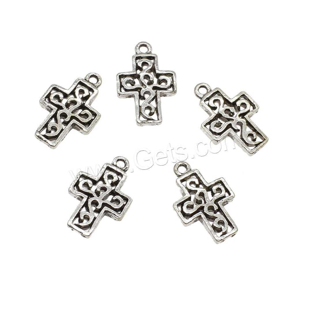 Zinklegierung Kreuz Anhänger, plattiert, hohl, keine, 12x19x2.5mm, Bohrung:ca. 1.6mm, ca. 714PCs/kg, verkauft von kg