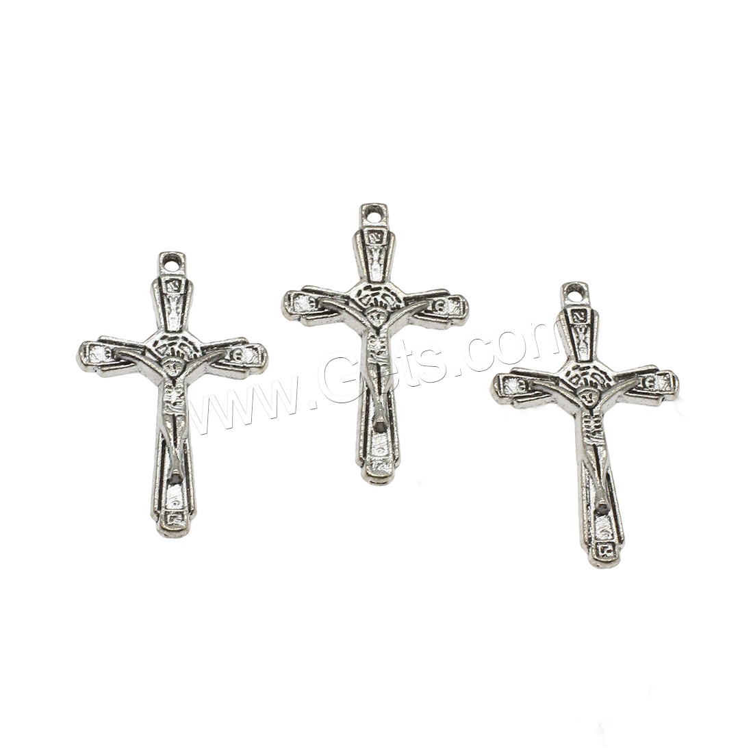 Zinklegierung Kreuz Anhänger, Jesus Kreuz, plattiert, keine, 20x34.5x2.5mm, Bohrung:ca. 1.6mm, ca. 454PCs/kg, verkauft von kg