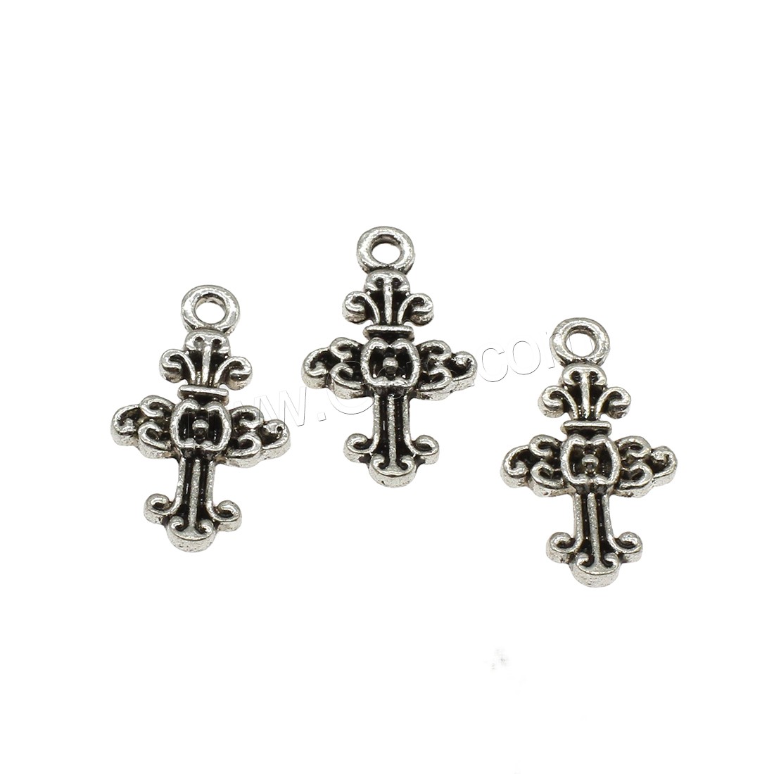 Zinklegierung Kreuz Anhänger, Schwertlilien Kreuz, plattiert, keine, 14x24.5x2mm, Bohrung:ca. 2mm, ca. 588PCs/kg, verkauft von kg