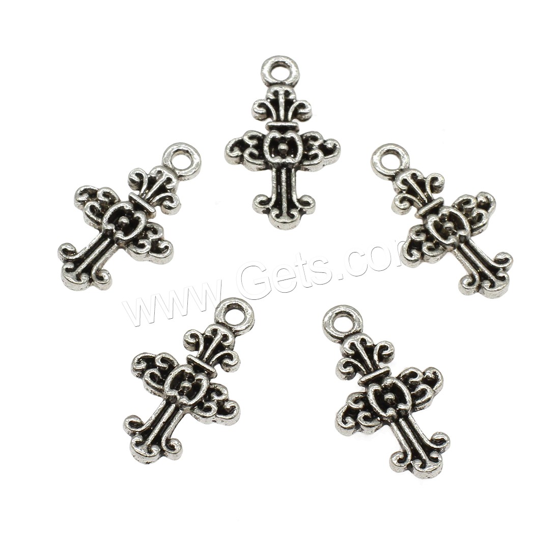 Zinklegierung Kreuz Anhänger, Schwertlilien Kreuz, plattiert, keine, 14x24.5x2mm, Bohrung:ca. 2mm, ca. 588PCs/kg, verkauft von kg