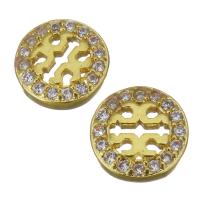 Brass Jewelry Finding, gold color plated, micro pave cubic zirconia & hollow 