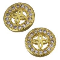 Brass Jewelry Finding, gold color plated, micro pave cubic zirconia & hollow 