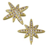 Brass Jewelry Finding, gold color plated, micro pave cubic zirconia 