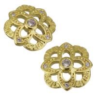 Brass Jewelry Finding, gold color plated, micro pave cubic zirconia & hollow 