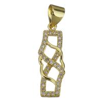 Colgante de Micro Pavé de Zirconía Cúbica, metal, chapado en color dorado, Joyería & micro arcilla de zirconia cúbica, 7.5x21x2.5mm, agujero:aproximado 3.5mm, Vendido por UD