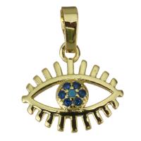 Colgante de Micro Pavé de Zirconía Cúbica, metal, Ojo, chapado en color dorado, Joyería & micro arcilla de zirconia cúbica, 14.5x13x2.5mm, agujero:aproximado 4x5mm, Vendido por UD