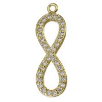 Colgante de Micro Pavé de Zirconía Cúbica, metal, Infinito, chapado en color dorado, Joyería & micro arcilla de zirconia cúbica, 7x21.5x1.5mm, agujero:aproximado 1mm, Vendido por UD