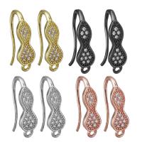 Brass Hook Earwire, plated, with loop & micro pave cubic zirconia 1mm Approx 1.5mm 