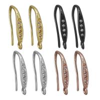 Brass Hook Earwire, plated, with loop & micro pave cubic zirconia 1mm Approx 1.5mm 