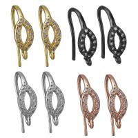 Brass Hook Earwire, plated, with loop & micro pave cubic zirconia 1mm Approx 1.5mm 