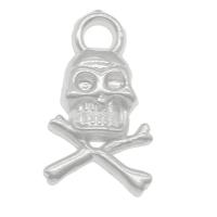 CCB colgantes plásticos, plástico recubierto de cobre, Calavera, chapado en color de platina, 19x11x5mm, agujero:aproximado 3mm, aproximado 500PCs/Bolsa, Vendido por Bolsa