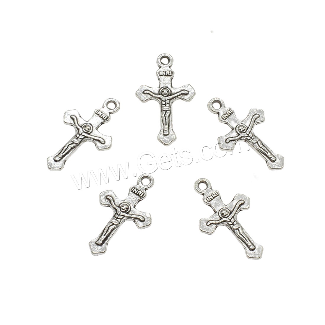 Zinklegierung Kreuz Anhänger, Jesus Kreuz, plattiert, keine, 11x19x2mm, Bohrung:ca. 1.2mm, ca. 2000PCs/kg, verkauft von kg