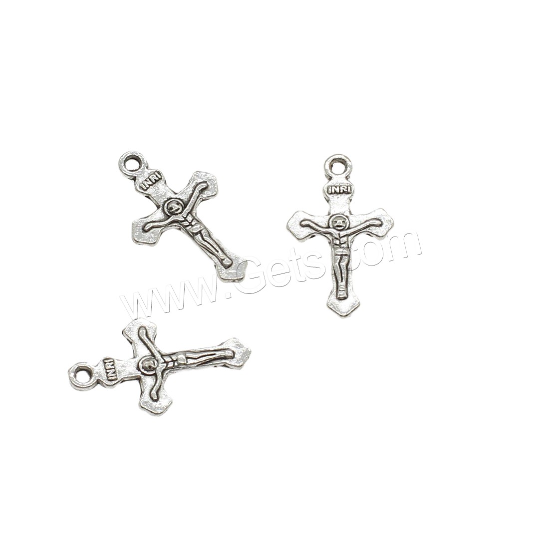 Zinklegierung Kreuz Anhänger, Jesus Kreuz, plattiert, keine, 11x19x2mm, Bohrung:ca. 1.2mm, ca. 2000PCs/kg, verkauft von kg