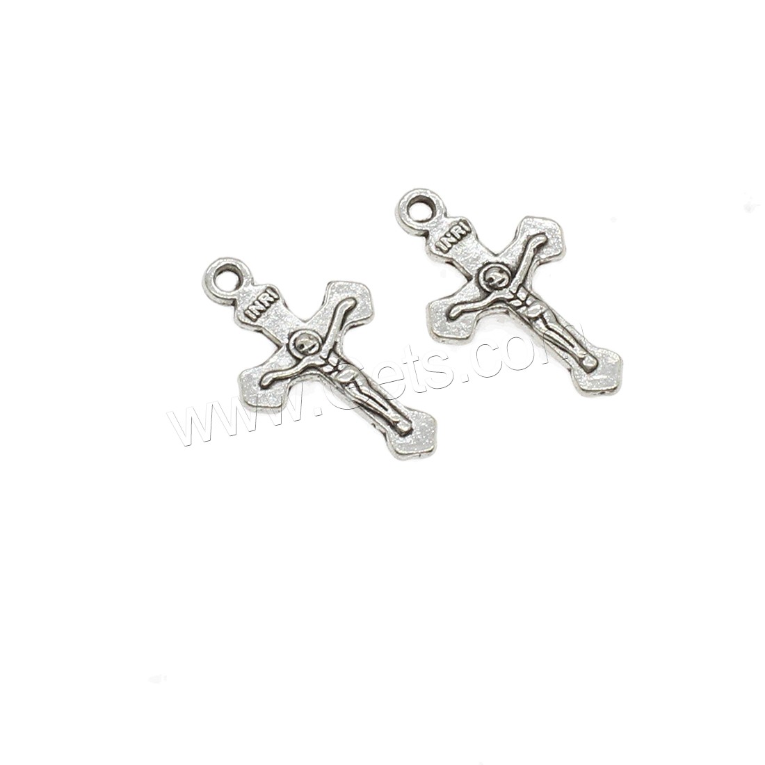 Zinklegierung Kreuz Anhänger, Jesus Kreuz, plattiert, keine, 11x19x2mm, Bohrung:ca. 1.2mm, ca. 2000PCs/kg, verkauft von kg