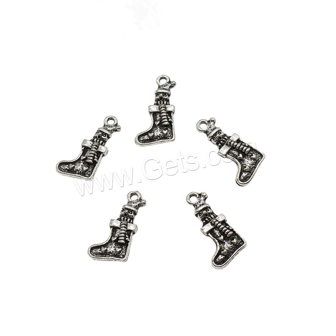 Zinc Alloy Christmas Pendants, Christmas Sock, plated, more colors for choice, 10x18.5x4mm, Hole:Approx 1.6mm, Approx 666PCs/KG, Sold By KG