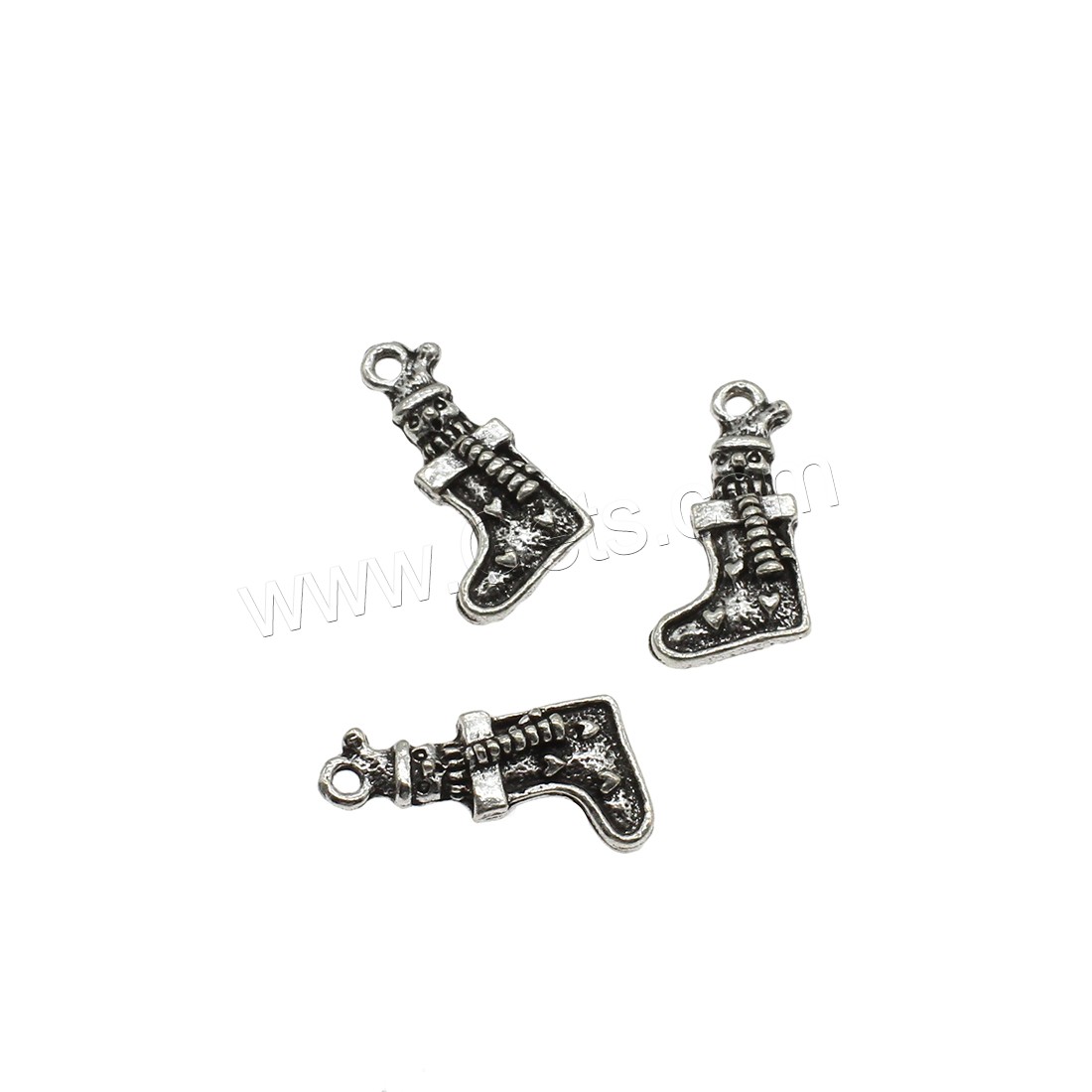 Zinc Alloy Christmas Pendants, Christmas Sock, plated, more colors for choice, 10x18.5x4mm, Hole:Approx 1.6mm, Approx 666PCs/KG, Sold By KG