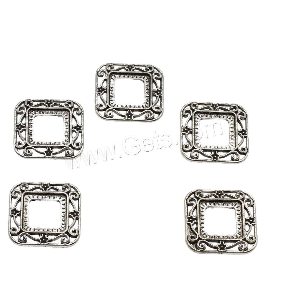 Zinklegierung Zubehör, Quadrat, plattiert, hohl, keine, 2.3x23.5mm, Bohrung:ca. 9.5mm, ca. 333PCs/kg, verkauft von kg