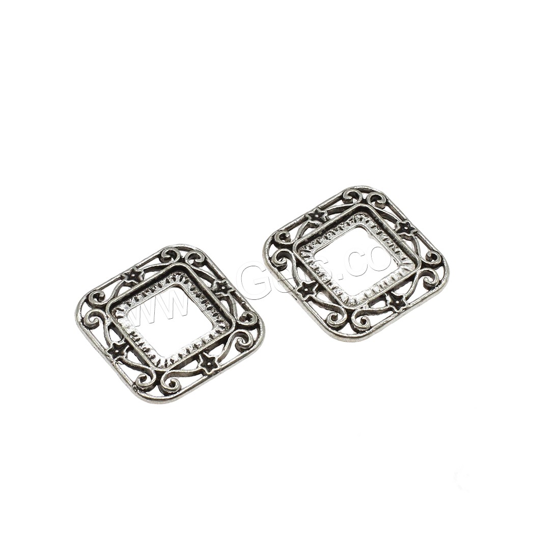 Zinklegierung Zubehör, Quadrat, plattiert, hohl, keine, 2.3x23.5mm, Bohrung:ca. 9.5mm, ca. 333PCs/kg, verkauft von kg