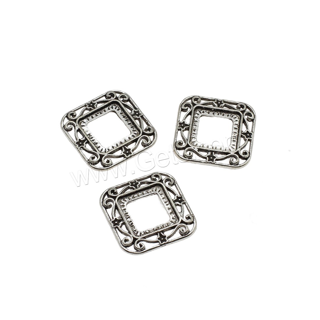 Zinklegierung Zubehör, Quadrat, plattiert, hohl, keine, 2.3x23.5mm, Bohrung:ca. 9.5mm, ca. 333PCs/kg, verkauft von kg