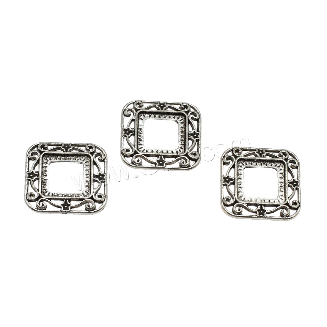 Zinklegierung Zubehör, Quadrat, plattiert, hohl, keine, 2.3x23.5mm, Bohrung:ca. 9.5mm, ca. 333PCs/kg, verkauft von kg